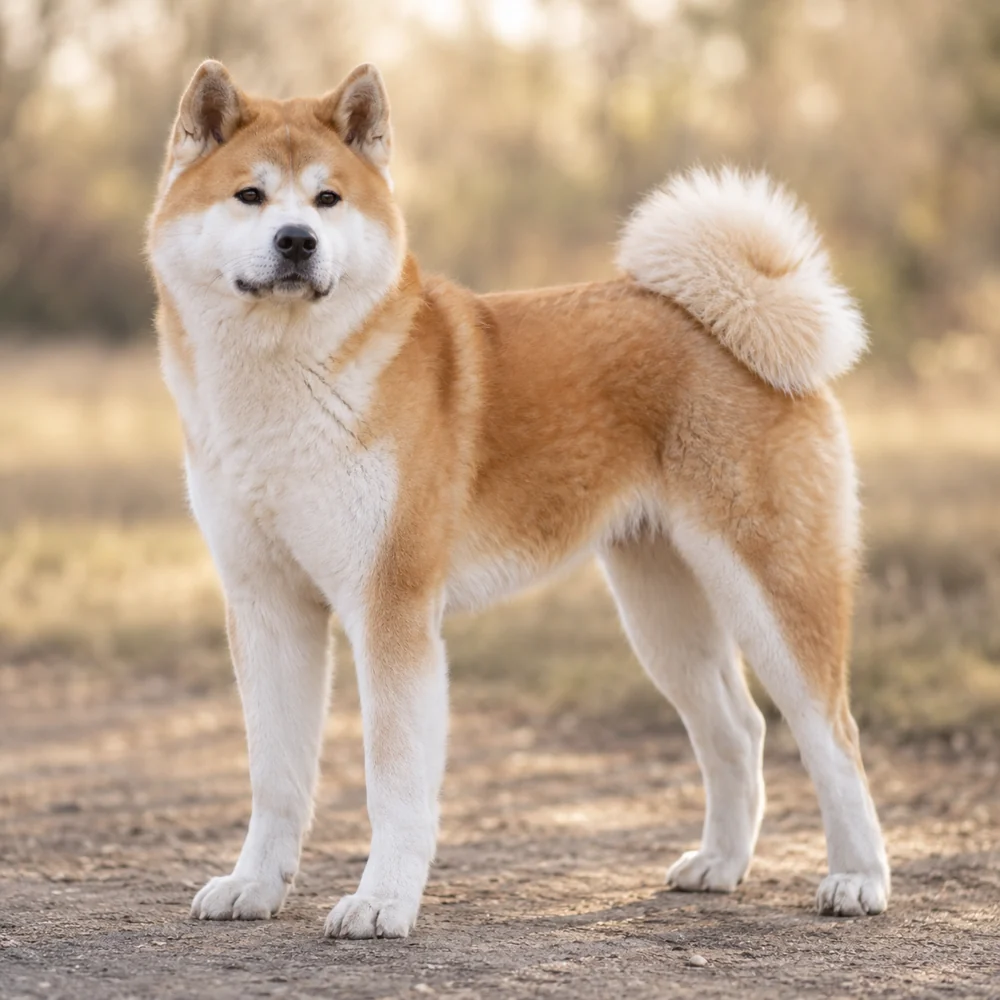 Akita · AI 生成的写实犬种图像,供外观参考。