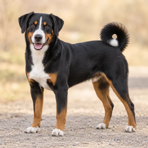 Appenzell Cattle Dog · AI 生成的写实犬种图像，供外观参考。