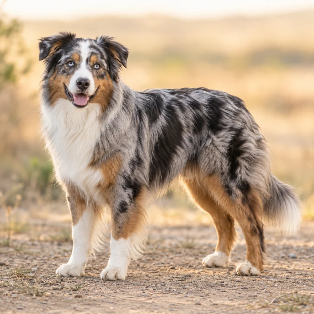 Australian Shepherd · AI 生成的写实犬种图像,供外观参考。