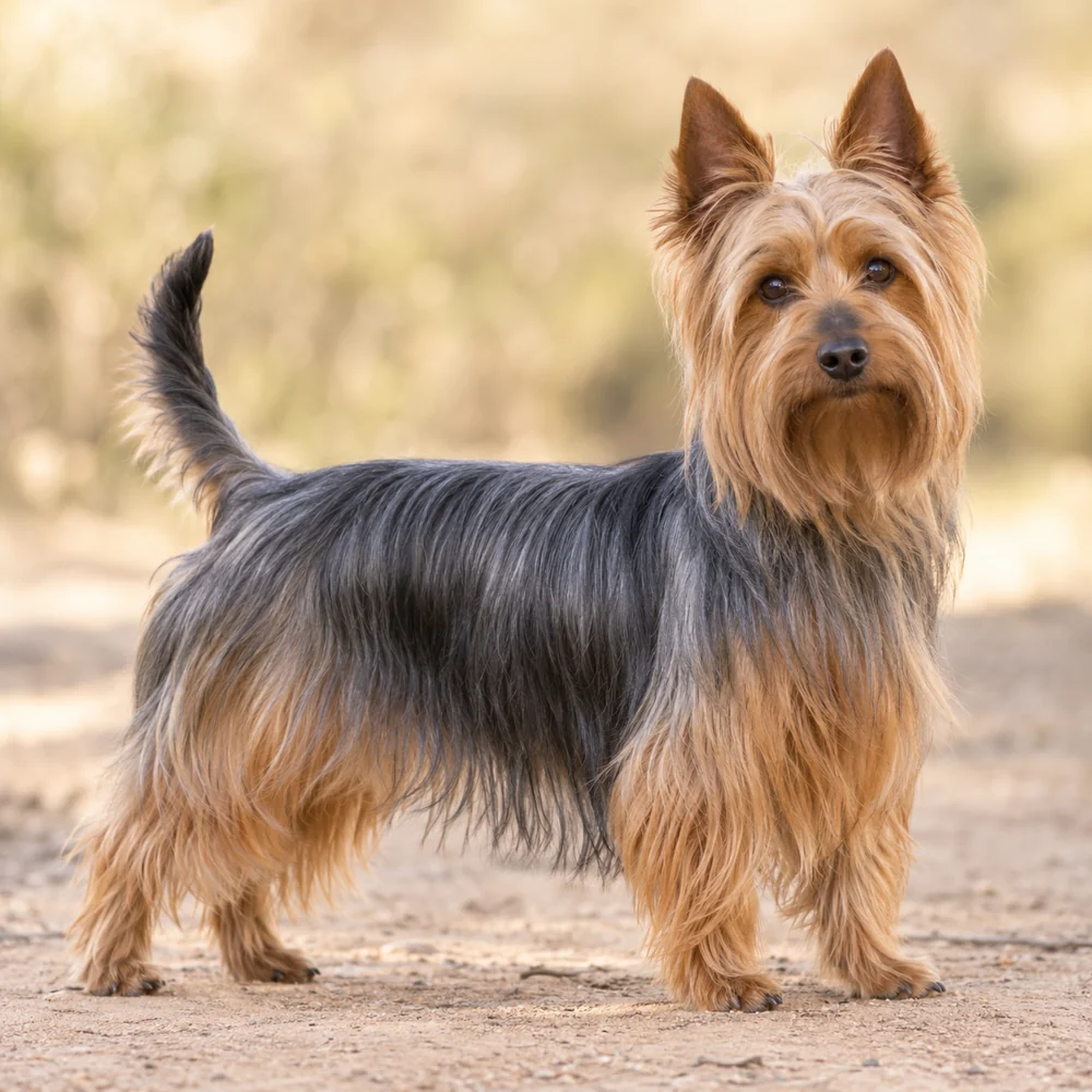 Australian Silky Terrier · AI 生成的写实犬种图像,供外观参考。