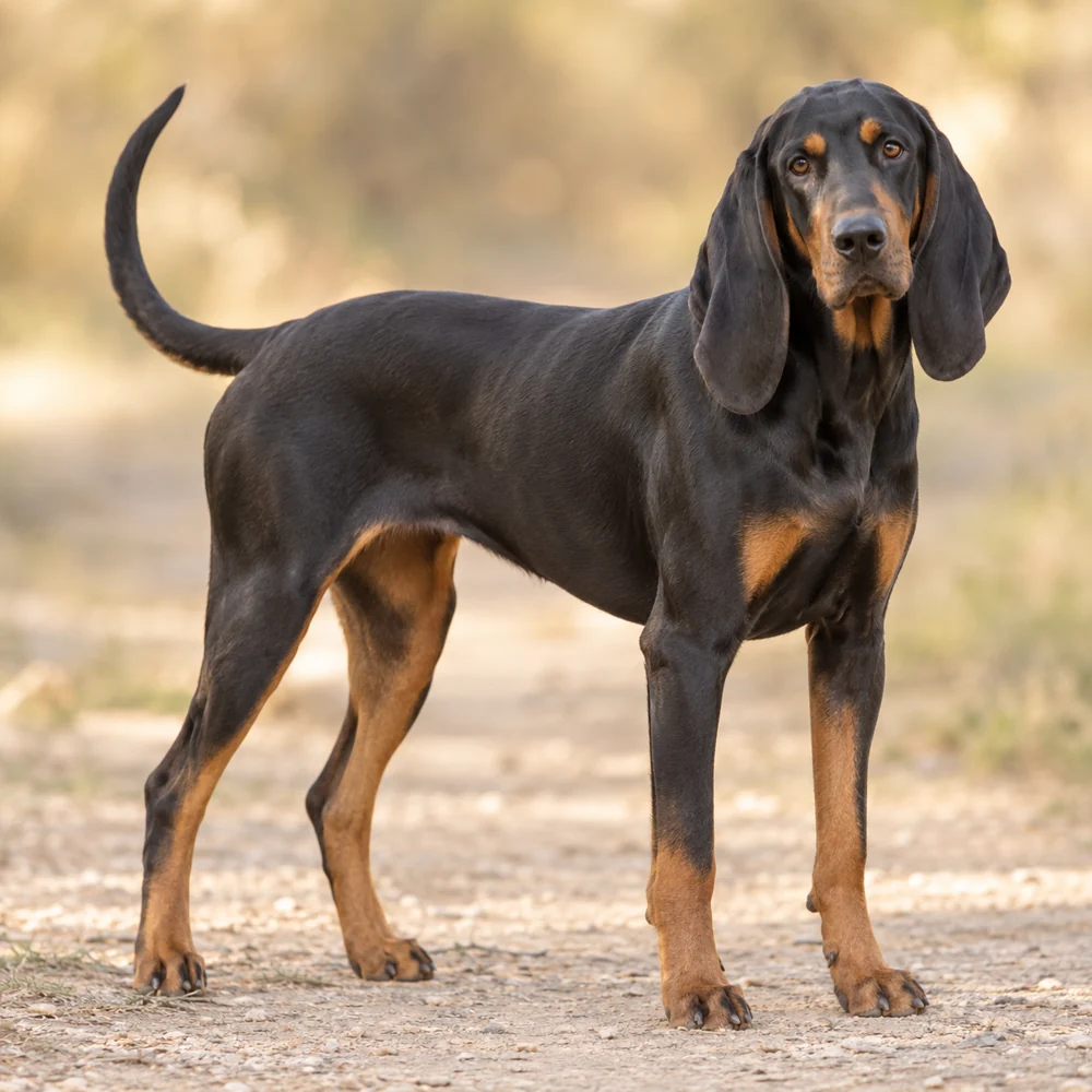 Black And Tan Coonhound · AI 生成的写实犬种图像,供外观参考。