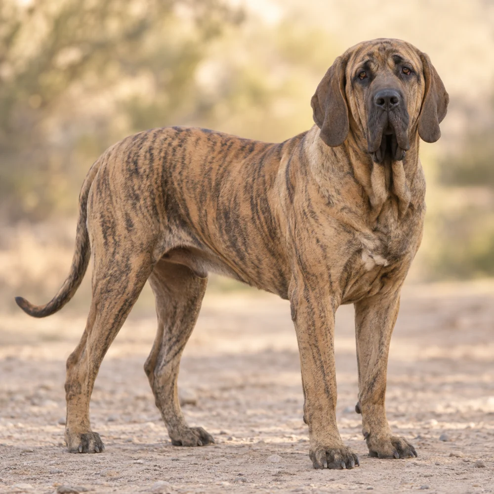 Fila Brasileiro · AI 生成的写实犬种图像,供外观参考。