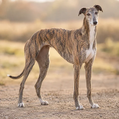 Greyhound · AI生成の写実的な犬種画像。外見の参考用です。