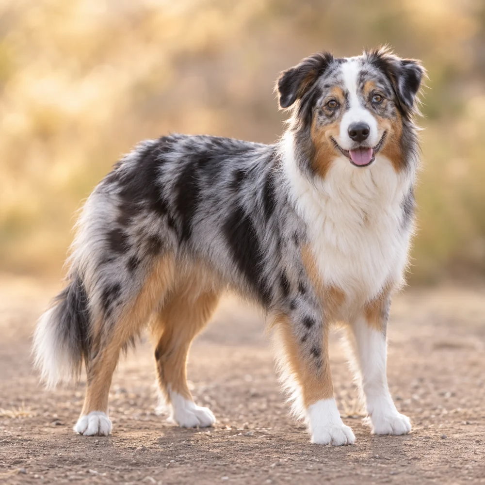 Miniature American Shepherd · AI 生成的写实犬种图像,供外观参考。