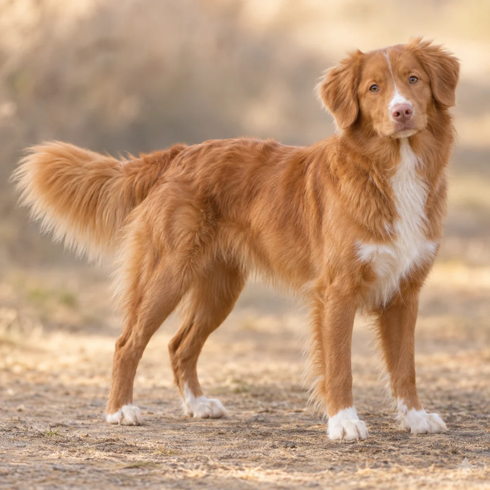 Nova Scotia Duck Tolling Retriever · AI 生成的写实犬种图像,供外观参考。