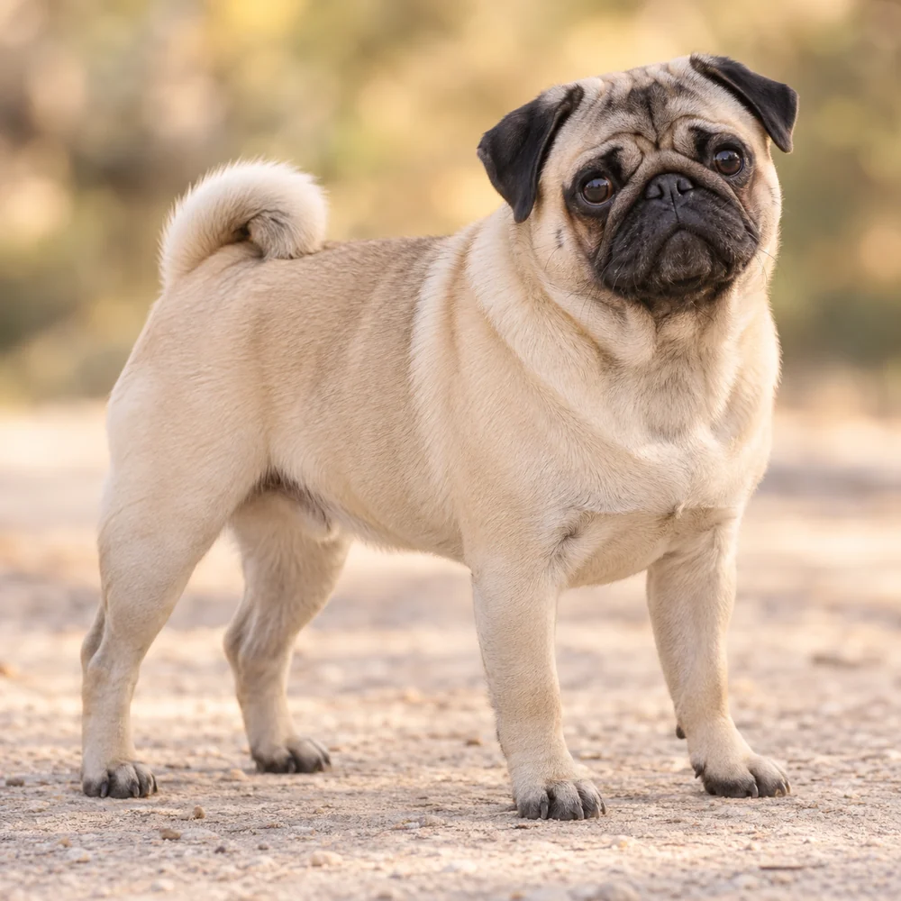 Pug · AI-generated realistic breed image, for visual reference.