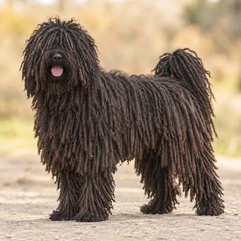 Puli · AI-generated realistic breed image, for visual reference.