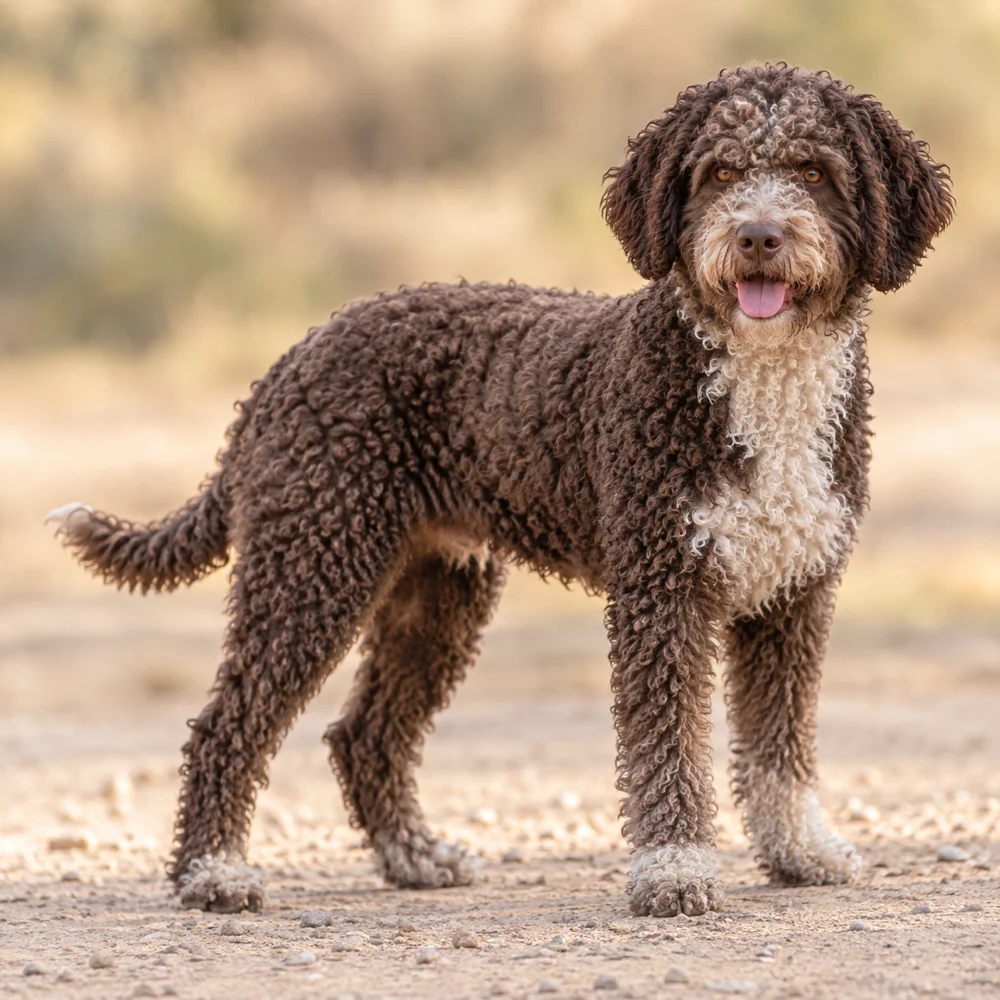 Spanish Water Dog · 외형 참고용 AI 생성 사실적 견종 이미지입니다.