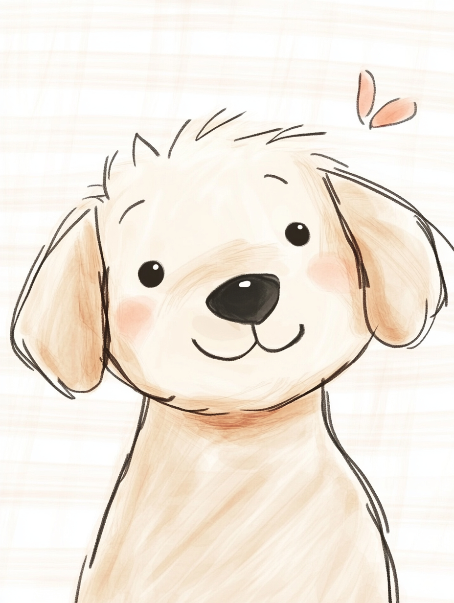 Cute golden retriever on a light plaid background