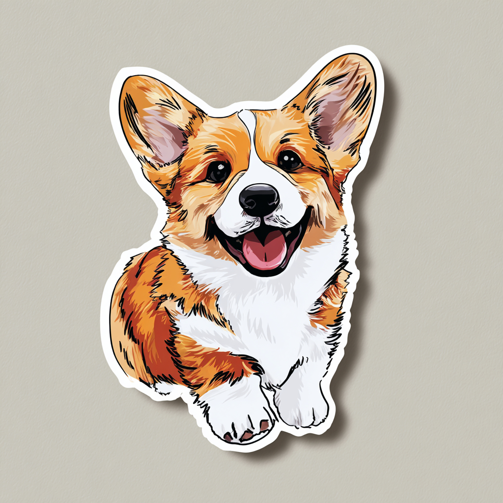 Autocollant de corgi mignon