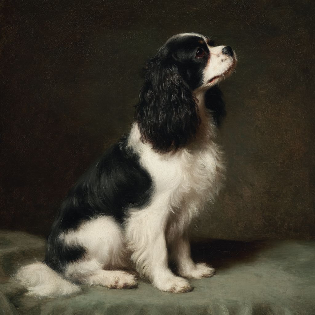 Portrait en pied d'un épagneul King Charles par John Singer Sargent