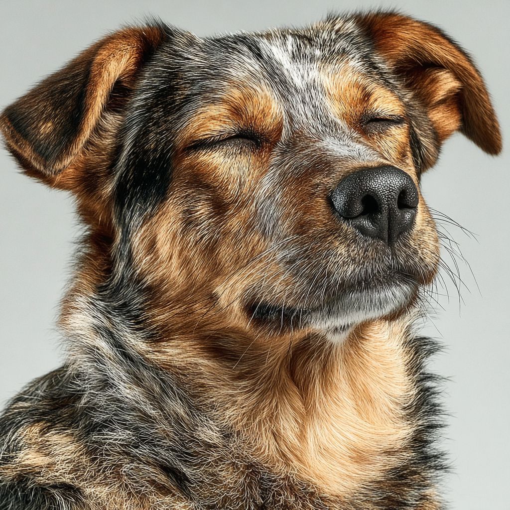A sad Chinese countryside dog with closed eyes looks like it's about to cry