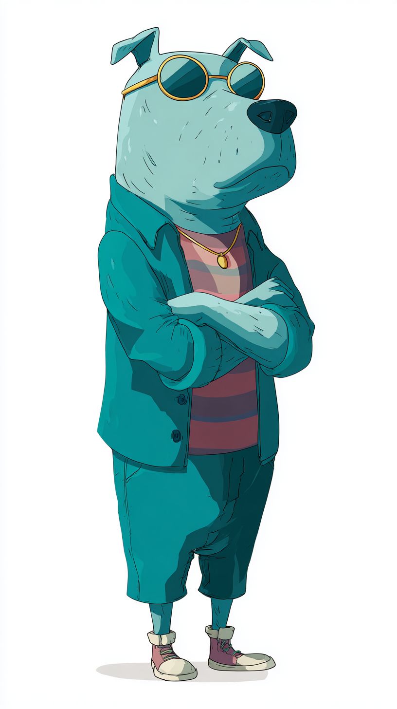 Un personnage de chien simple et cool dessiné à la main