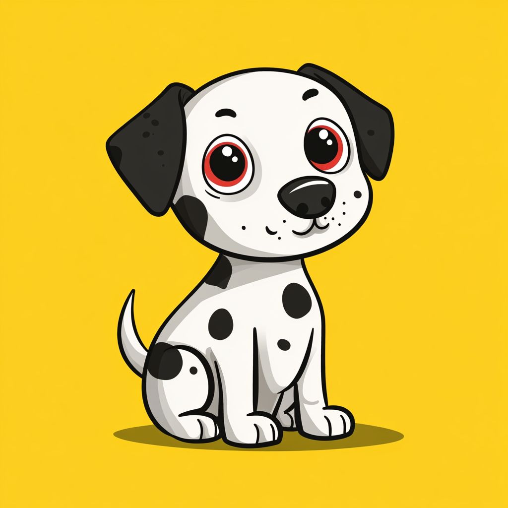 Un chien de dessin animé mignon avec un fond jaune dans le style du graffiti de Keith Haring