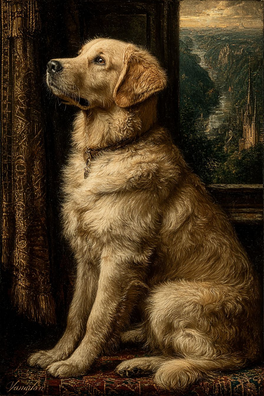 Ein Gemälde eines Golden Retrievers aus dem niederländischen Goldenen Zeitalter