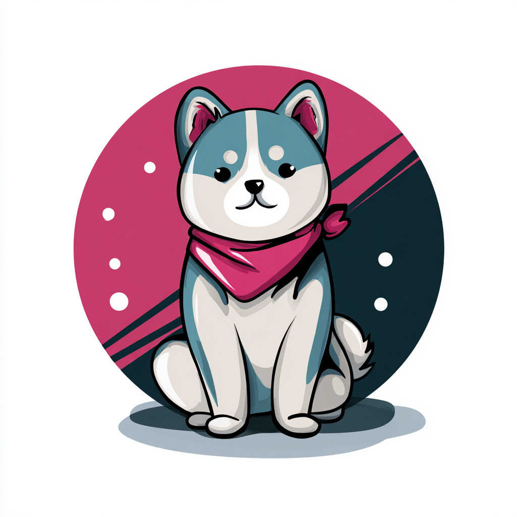 Mascotte de chien japonais mignonne en couleur plate simple et style de dessin linéaire