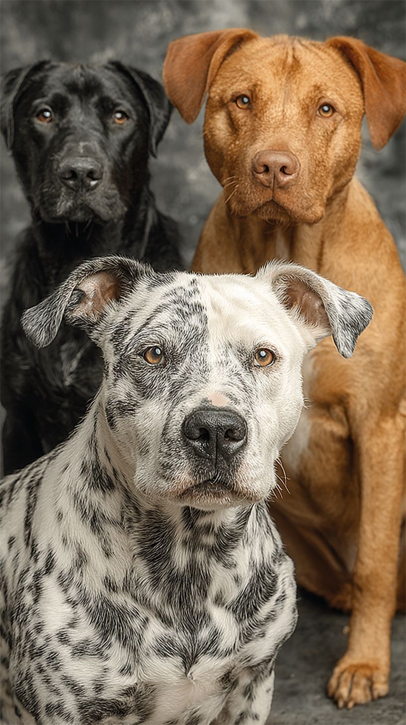 犬の群れが座っている