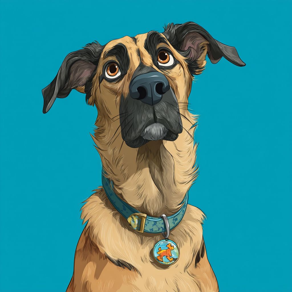 犬のネックレスのカートゥーンイラスト