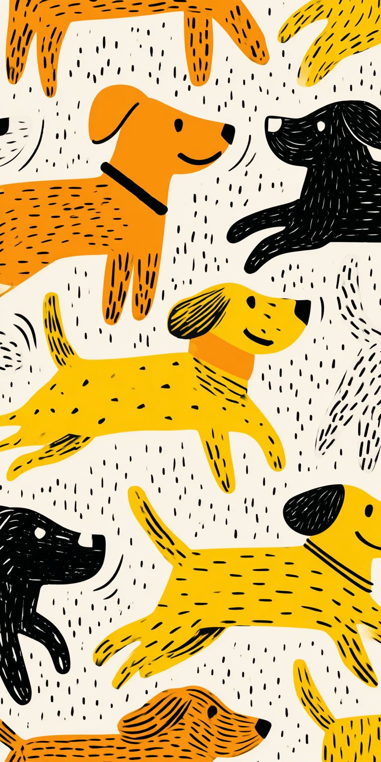 Diese Illustration spielerischer Hunde fängt die Freude an der Haustiermode ein