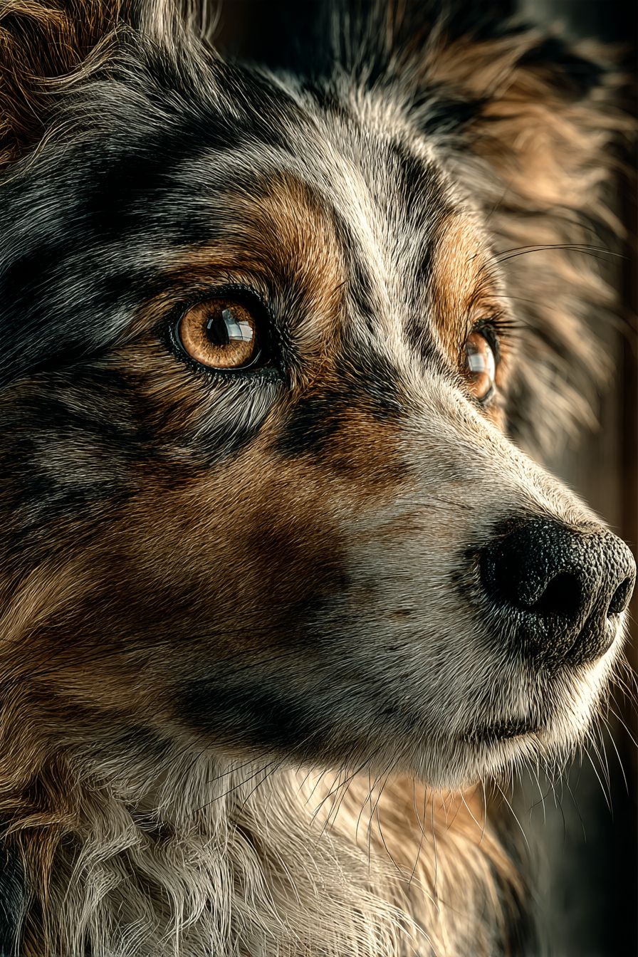 A hyper-realistic close-up portrait of a Shetland Sheepdog