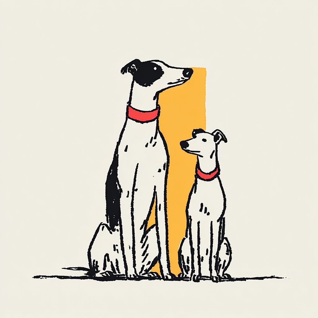 Agile Whippet dogs with slender bodies