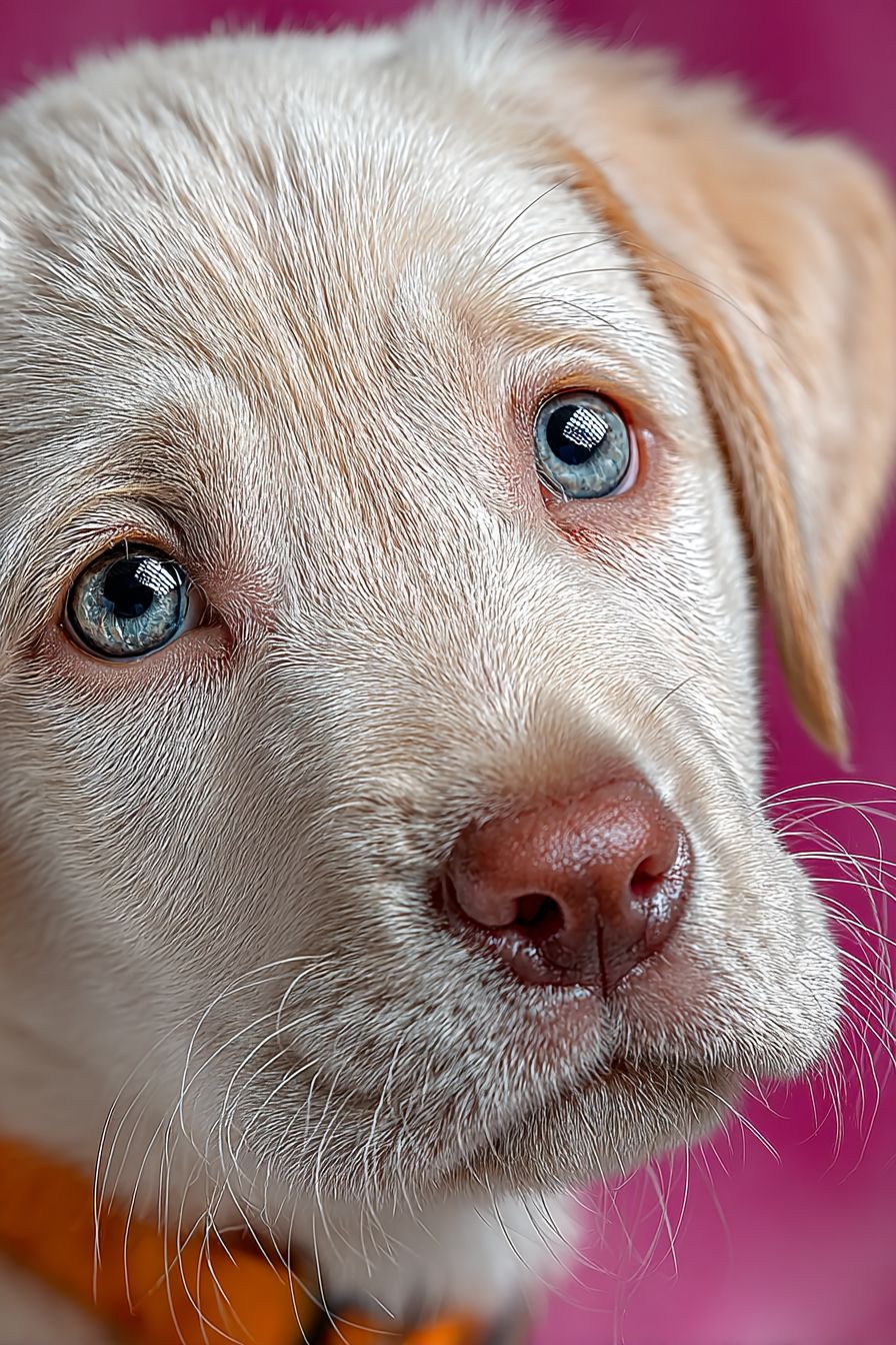 Un portrait en gros plan hyper réaliste d'un chiot Labrador blanc