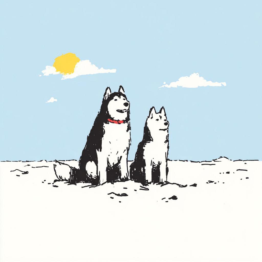 Majestätische Alaskan Malamute Hunde in schneebedeckten Landschaften
