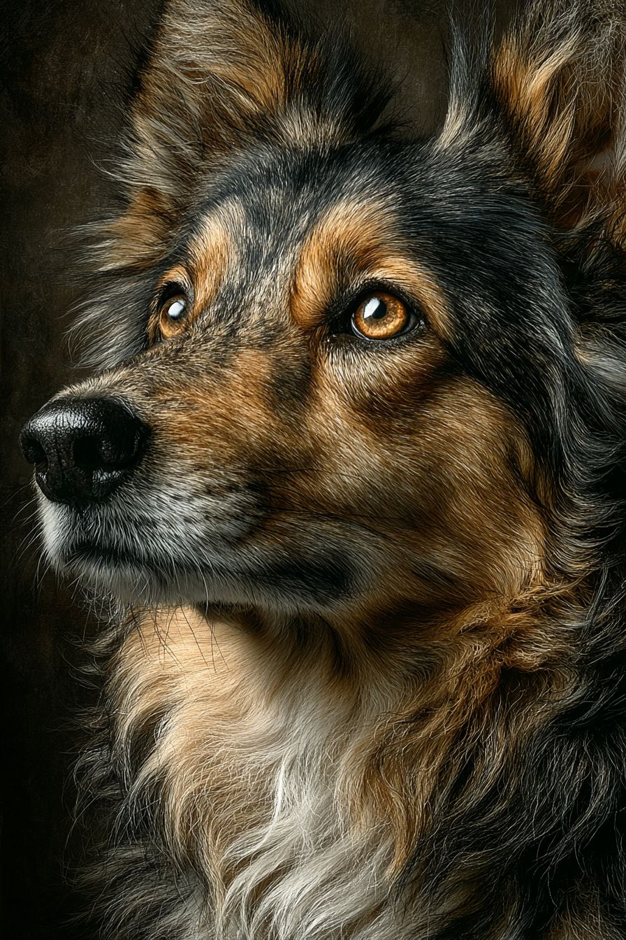 Un retrato en primer plano de un Collie esponjoso