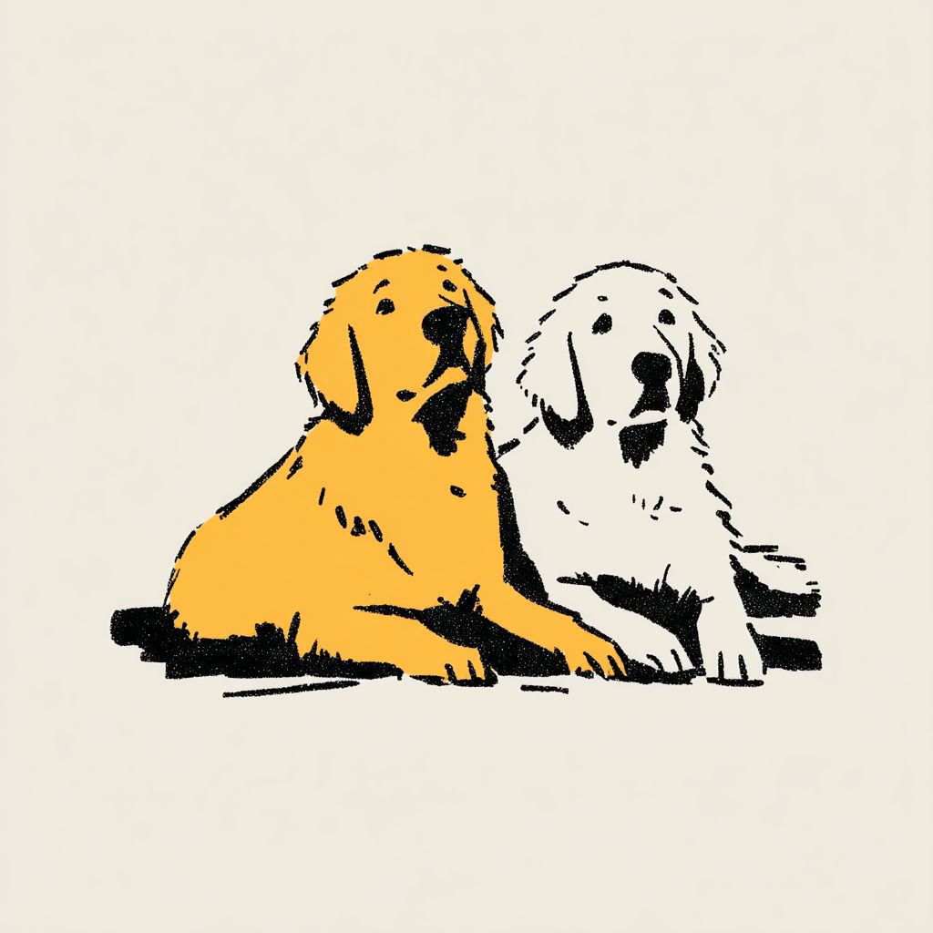 Des chiens Golden Retriever duveteux se reposent gracieusement