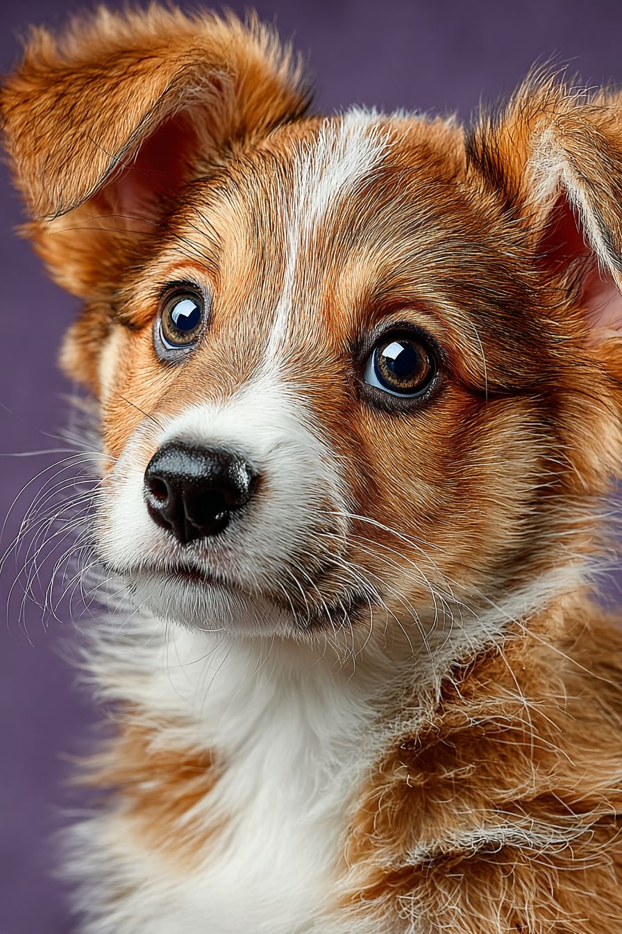 Un retrato en primer plano de un pequeño corgi esponjoso