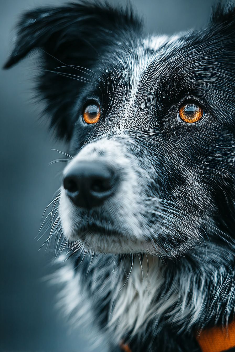 一幅栩栩如生的边境牧羊犬特写肖像