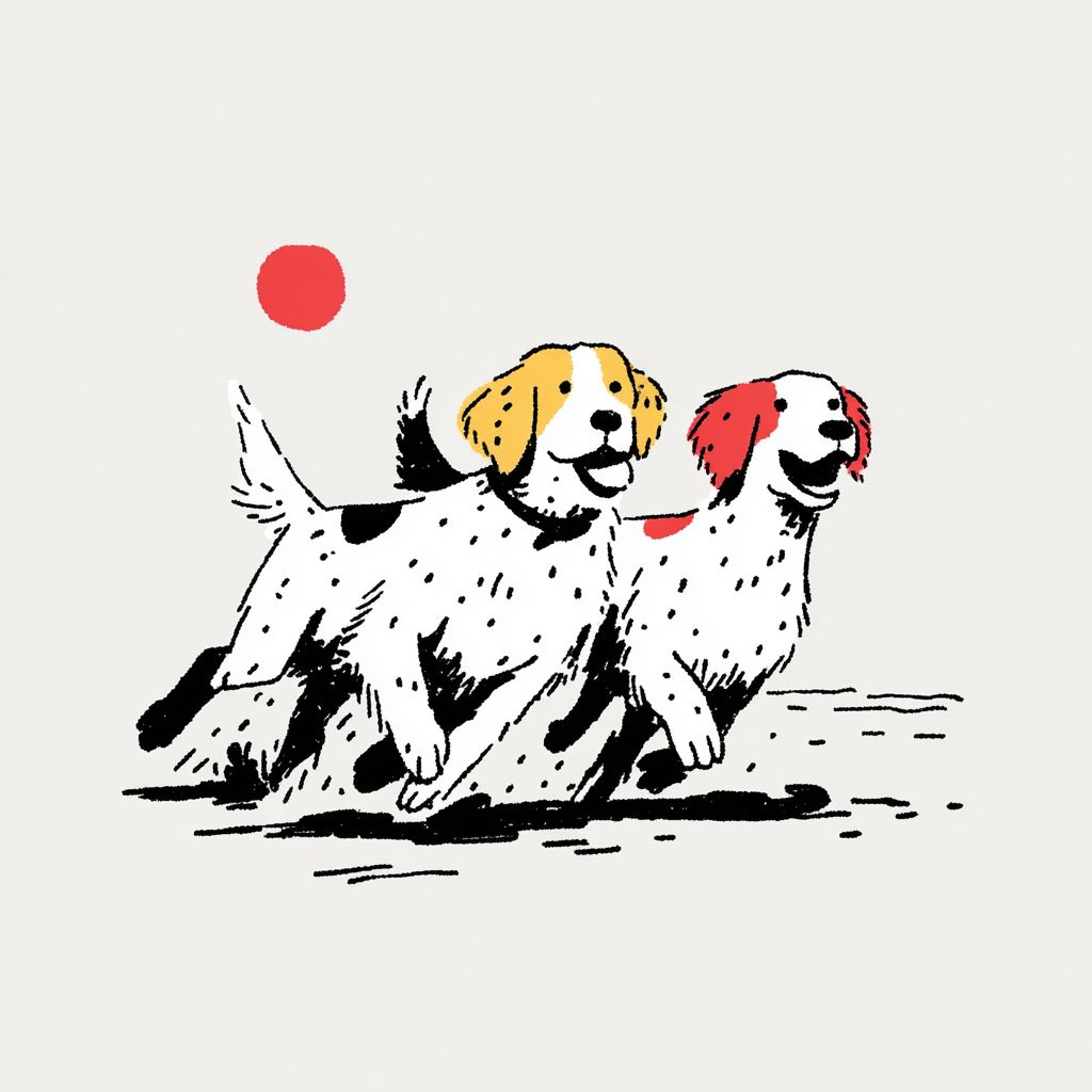 Los perros de Brittany animados tienen abrigos manchados