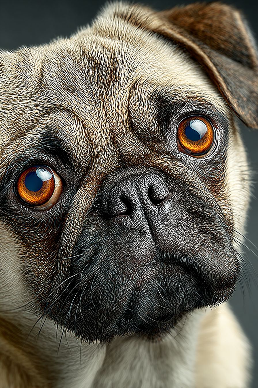 Un portrait hyper-réaliste en gros plan d'un Pug