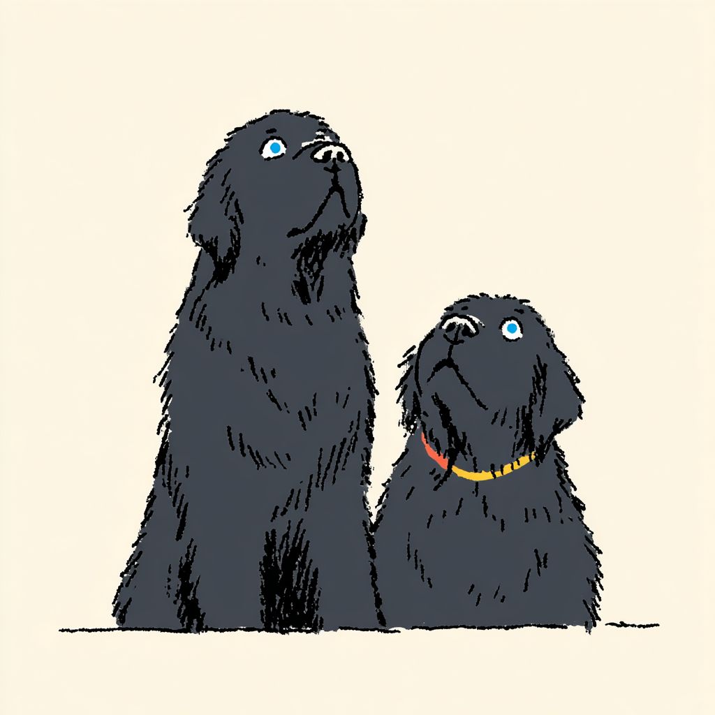 Perros de Terranova serenos con ojos azules
