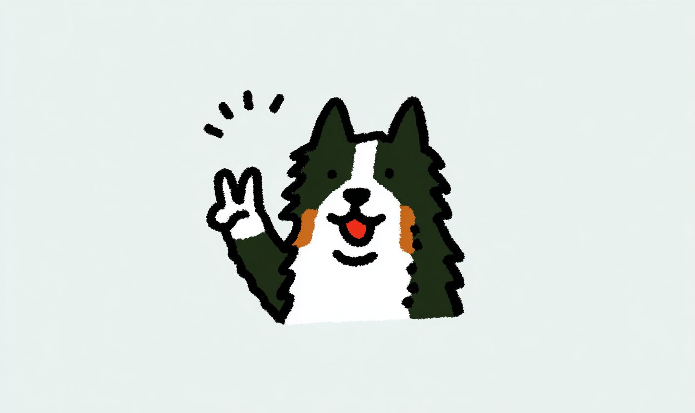 Um cão da montanha de Bernese fofinho sorrindo e fazendo um sinal de paz