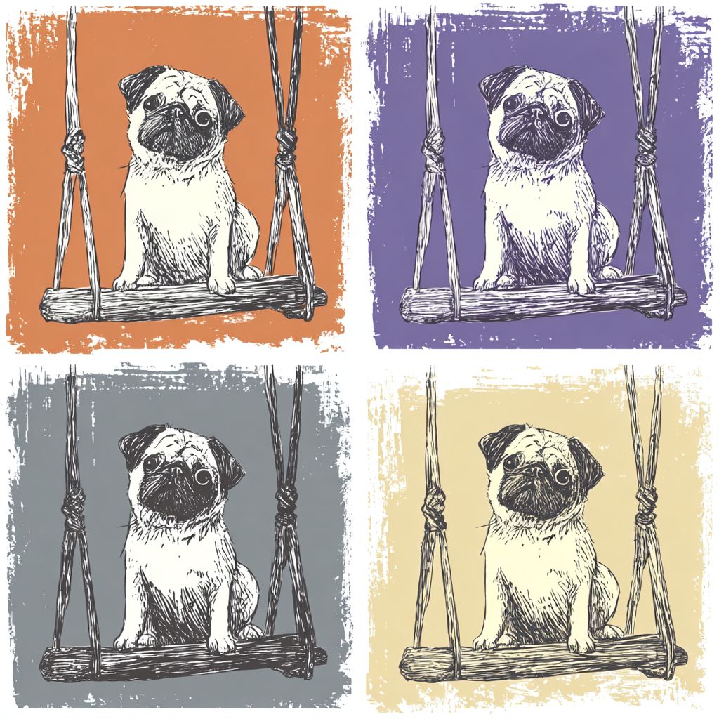 Pug on swing