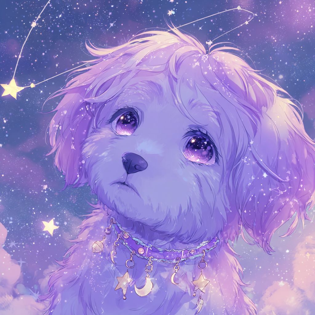 جارح كلب ذو فراء بنفسي يطفو بين النجوم